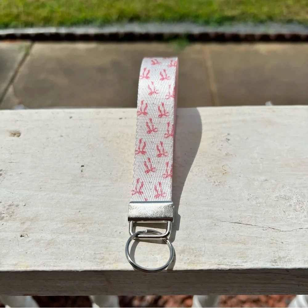 Handmade Croquette Pink Bow Keychain Wristlet